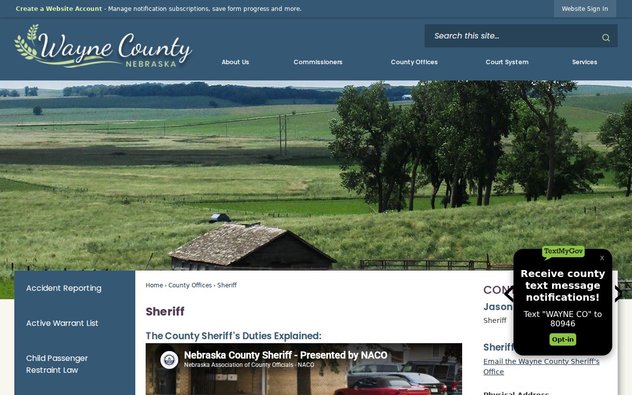 Wayne County warrant records Sheriff service page