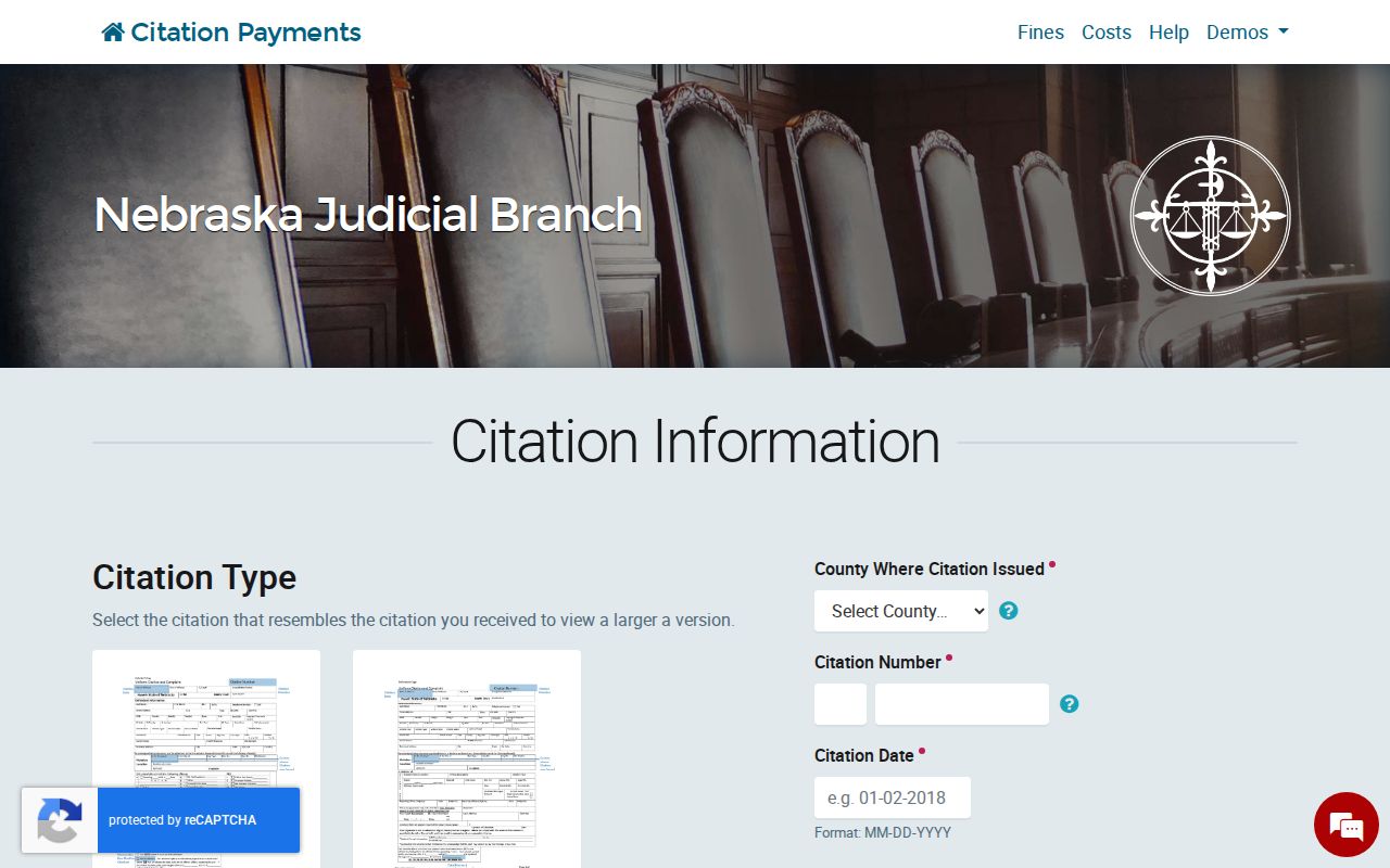 Wayne County warrant records Nebraska citation search fields