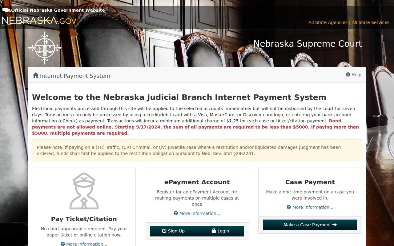 Wayne County traffic warrant records Nebraska court payment route